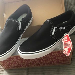 Brand new black slip on vans men 10.5